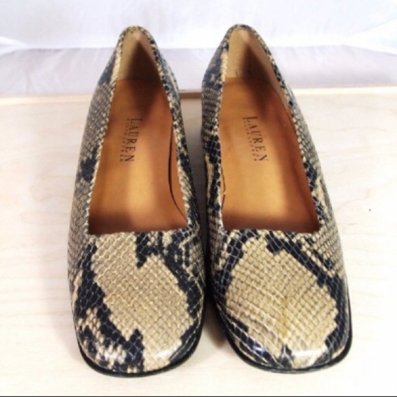 LAUREN RALPH LAUREN Snakeskin Squared Toed Slip Ons - Picture 7 of 7